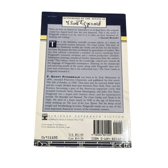 The Great Gatsby by F. Scott Fitzgerald 1995 Trade Paperback Book Very Good - Picture 2 of 6